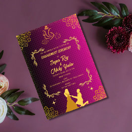Convites Cerimônia de Engajamento Hindu Indiana Rosa e Dour