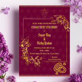 Convites Cerimônia de Engajamento Hindu Indiano com Element