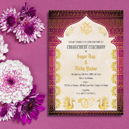 Convites Cerimônia de Engajamento Hindu Indiano com Element