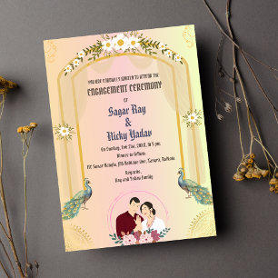Convites Cerimônia de Engajamento Hindu Indiano Pavão