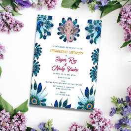 Convites Cerimônia de Engajamento Hindu Indiano Pena de Pav