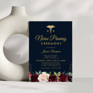Convites Cerimônia de fiação da Enfermeira floral de marinh