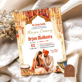 Convites Cerimônia de Floral Dholki Maiyan