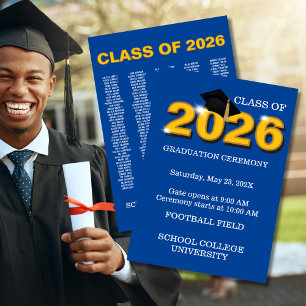 Convites Cerimônia de Graduação da Turma de 2026 Modern Blu