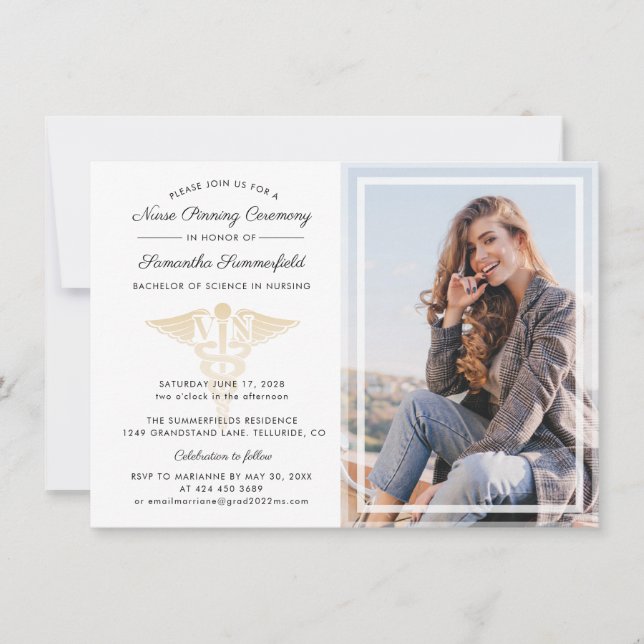 Convites Cerimônia de Graduação de Enfermeira de Foto (Frente)