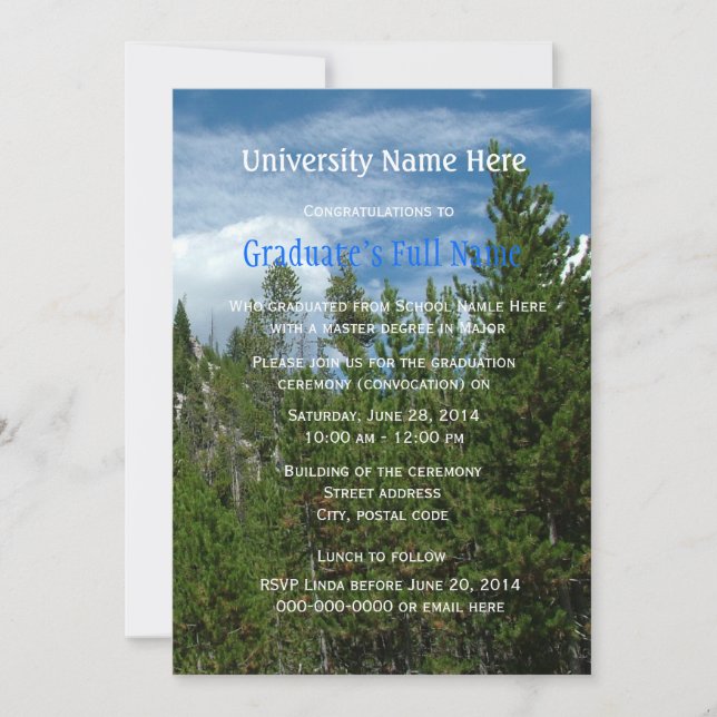 Convites Cerimônia de graduação de Yellowstone (convocatóri (Frente)