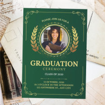 Cerimônia de Graduação Verde e Dourada Elegante