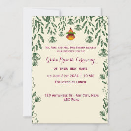 Convites Cerimônia de Griha Pravesh