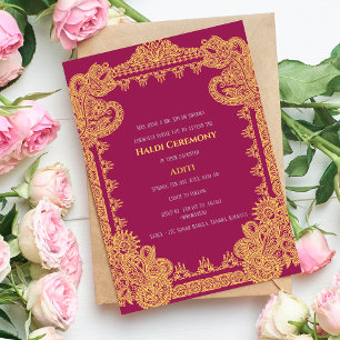 Convites Cerimônia de Haldi de Pré-Casamento Indiano