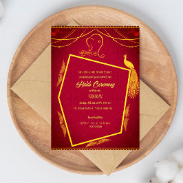 Convites Cerimônia de Haldi do Noivo Hindu Indiano Tema Pav