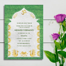 Convites Cerimônia de Mehndi da Noiva Indiana Desenho de Pa