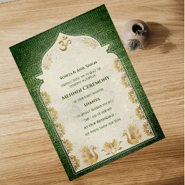Convites Cerimônia de Mehndi da Noiva Indiana Desenho de Pa