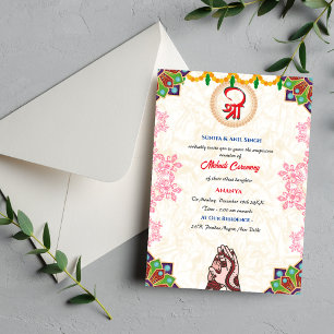 Convites Cerimônia de Mehndi da Noiva Indiana Ganesha Chakr