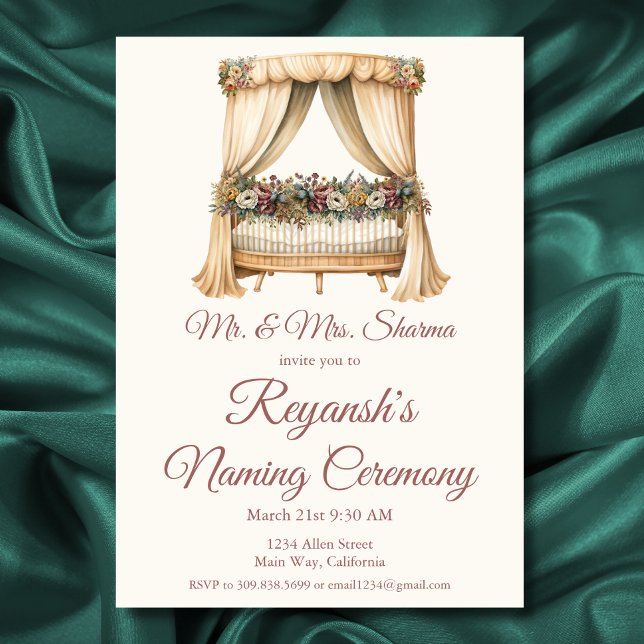 Convites Cerimônia de Naming de Menina ou Bela Criança (Criador carregado)