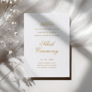 Convites Cerimônia de Nikah com Letra Moderna Simples em Ou