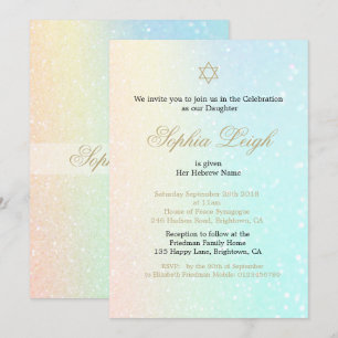 Convites Cerimônia de nomeação de bebê Hebraica Garota 