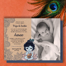 Convites Cerimônia de nomeação de bebês Faux Kraft Namkaran