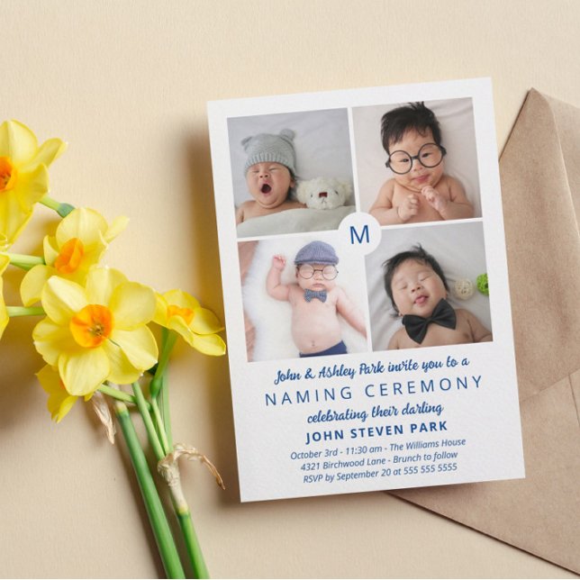 Convites Cerimônia de nomeação de colagem de fotos com mono (Criador carregado)