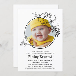 Convites Cerimônia de Nomeação de Frame Floral de Foto para