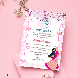 Convites Cerimônia de Sangeet de Pré-Casamento Indiano