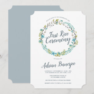 Convites Cerimónia do arroz da grinalda do verde azul