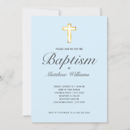 Convites Cerimônia do Batismo Moderno Faux Gold Foil Cross