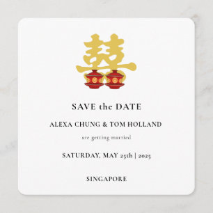 Convites Cerimônia do Chá Casamento Chinês Save the Date