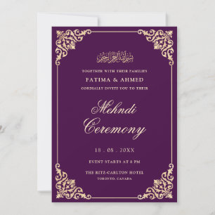 Convites Cerimônia do Vintage Elegant Purple Dourado Script