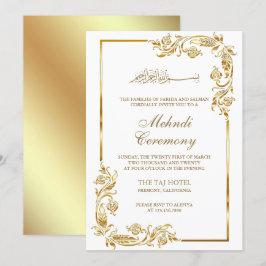 Convites Cerimônia Dourada Floral da Fronteira Islâmica Meh