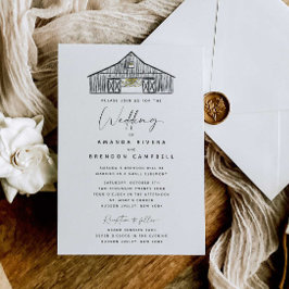 Convites Cerimônia e Casamento de Recepção do Barn Elegante