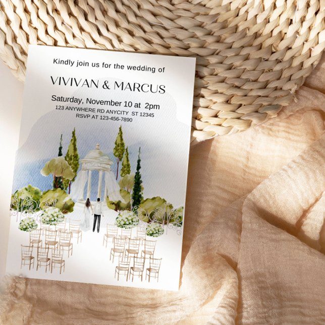Convites Cerimônia Elegante de Casamento Externo - Inspirad (Criador carregado)