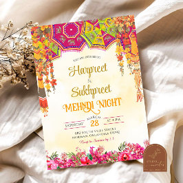Convites Cerimônia Floral de Mehndi à Noite Casamento India