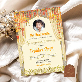 Convites Cerimônia Floral Upanayanam Indian Boy Janoi