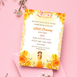 Convites Cerimônia Haldi da Noiva Hindu Indiana Ganesha Flo