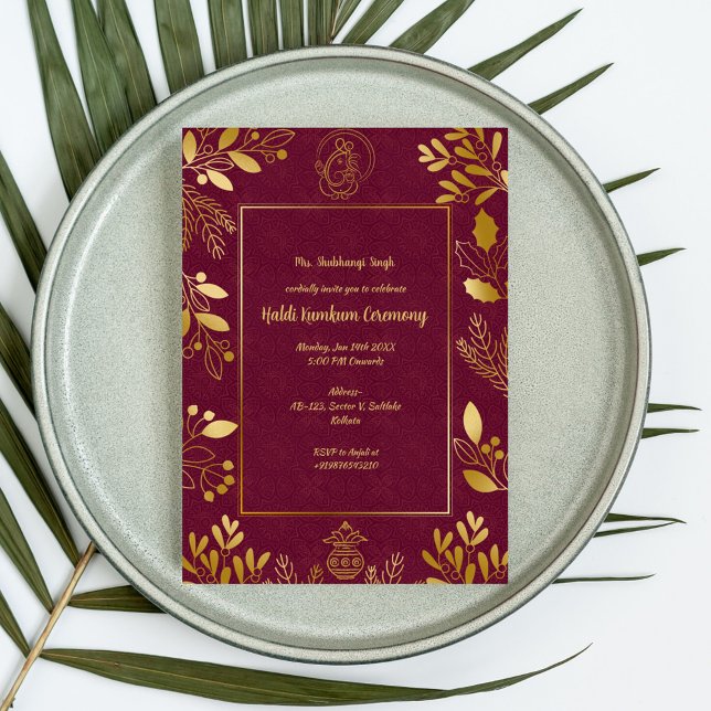 Convites Cerimônia Haldi Kumkum (Criador carregado)
