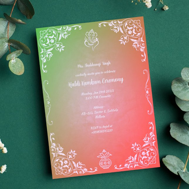 Convites Cerimônia Haldi Kumkum (Criador carregado)