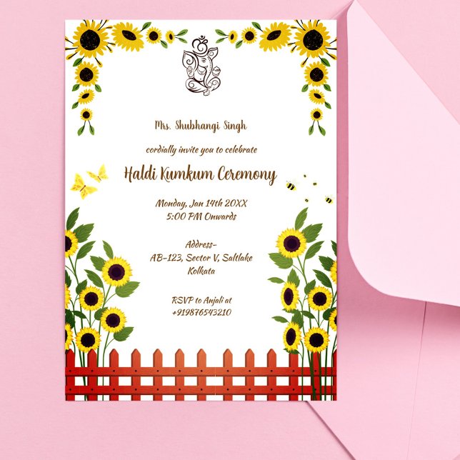 Convites Cerimônia Haldi Kumkum (Criador carregado)