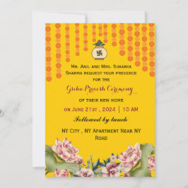 Convites Cerimônia indiana do lar