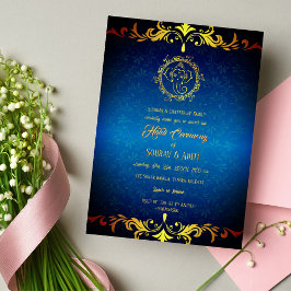 Convites Cerimônia Indiana Haldi Casal Hindu Dourado