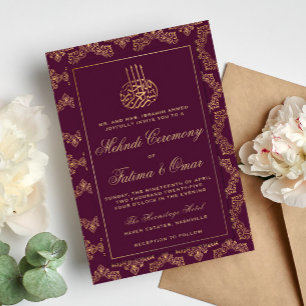 Convites Cerimônia Islâmica de Mehndi do Ornamentado de Fra