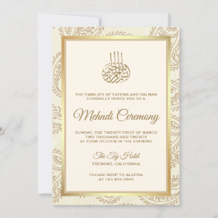 Convites Cerimônia Islâmica de Mehndi em Paisley Creme e Do