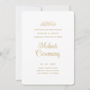 Convites Cerimônia Minimalista de Henna Mehndi com Letra Es