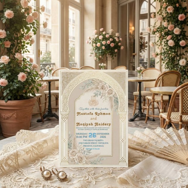 Convites Cerimônia Moderna de Nikkah Islâmica Boho (Criador carregado)