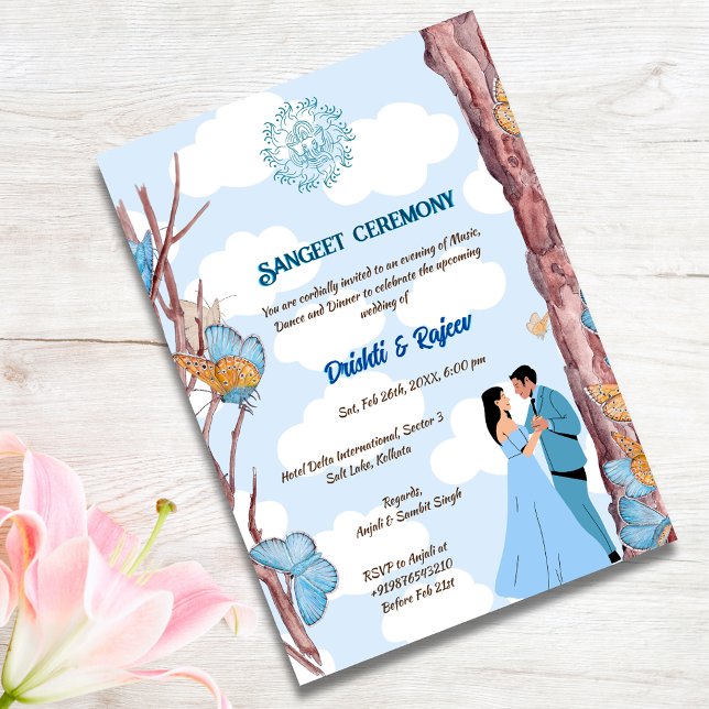 Convites Cerimônia Sangeet de Pré-Casamento Indiana (Criador carregado)