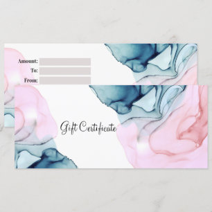 Convites Certificado-Cadeau Etéreo Teal & Pink Inky Glamour