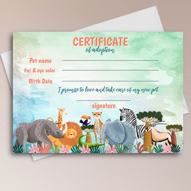 Convites Certificado de adoção de animal de aniversário na  (Criador carregado)