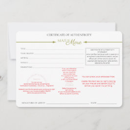 Convites Certificado de Autenticidade