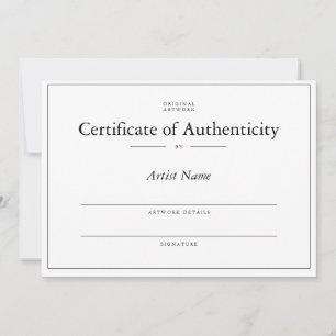 Convites Certificado de Autenticidade Matriz para Arte