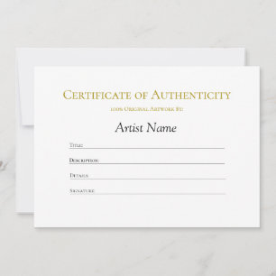 Convites Certificado de autenticidade mínimo limpo