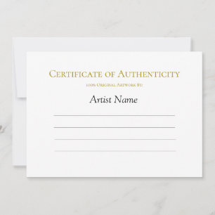 Convites Certificado de Autenticidade para Arte, Minimalist